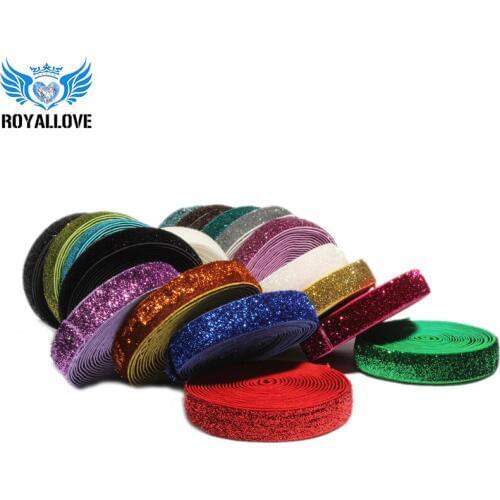 Glitter Fold Over Elastic Band 20 Yards 5/8" 20 colors Shiny Rainbow Ribbon FOE Elastic for DIY Arts,Hair,Crafts & Sewing Gift