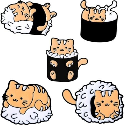 Cute Cartoon Cat Lapel Pins Enamel Badges Women Mini Anime Brooches For Backpack Fashion Decorative Pin Metal Brooch On Clothes