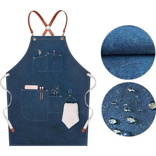 Waterproof canvas apron, florist, barista, milk tea shop, restaurant overalls custom logo