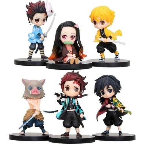 3PCS/SET demon slayer qposket action figures Nezuko Zenitsu Tanjirou Giyuu Inosuk Kimetsu no Yaiba Model Figurine Xmas Toy C19