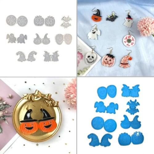 Halloween Earrings Combination Earrings Mold Halloween Pumpkin Silicone Mold Home Decoration Mold Suitable for Women