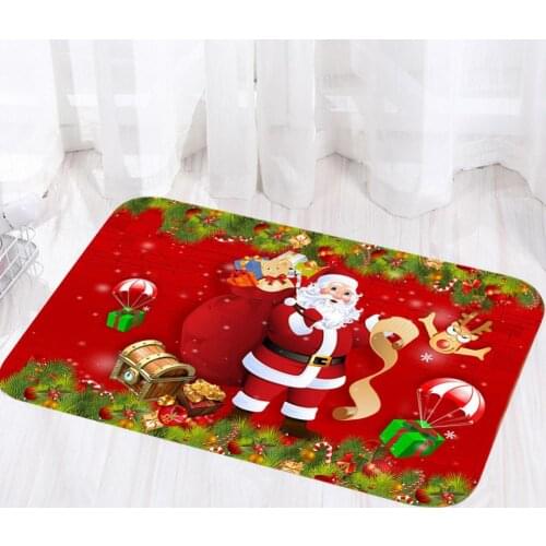 Bath Mat Doormat Absorbent Carpets Eco-friendly Cartoon Pattern Flannel Xmas Themed Water Absorption Floor Pad Entrance Mats