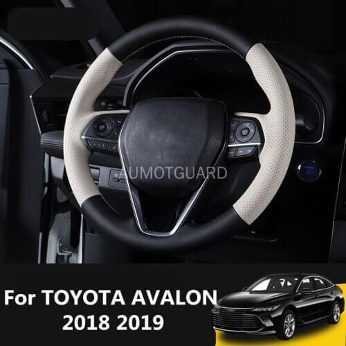 Leather Hand-sewn Car Steering Wheel Cover Manual Sewing Steering Wheel Holster Auto Supplies For TOYOTA AVALON 2018 2019 2020