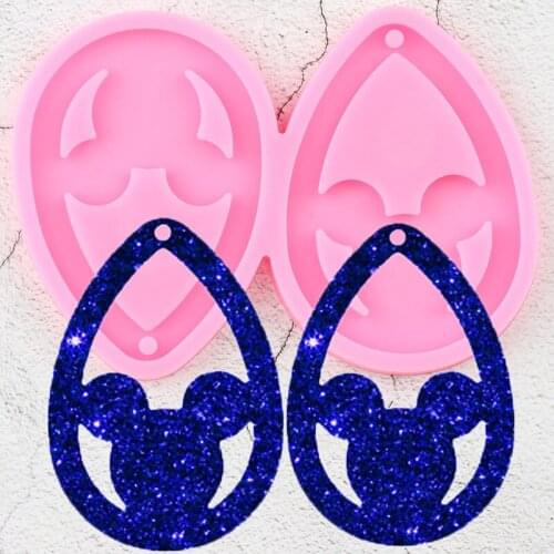 L/M/S Disney Mickey Water Drop Shape Mouse Earrings Silicone Molds Keychain DIY Epoxy Resin Mould Necklace Charms Jewelry Moulds