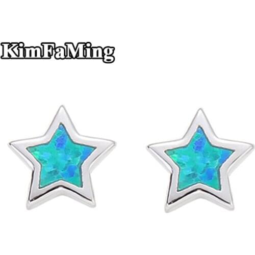 Good Selling Small Lovely Silver Pentagon Stud Earrings Jewelry with Created Opal OPST019