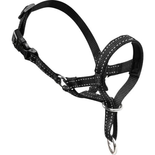 Dog Mouth Muzzle,Dog Head Collar,Dog Head Halter with Safety Clasp,No Pull Training Tool for Dog on Walk 4 Stainless Steel Ring