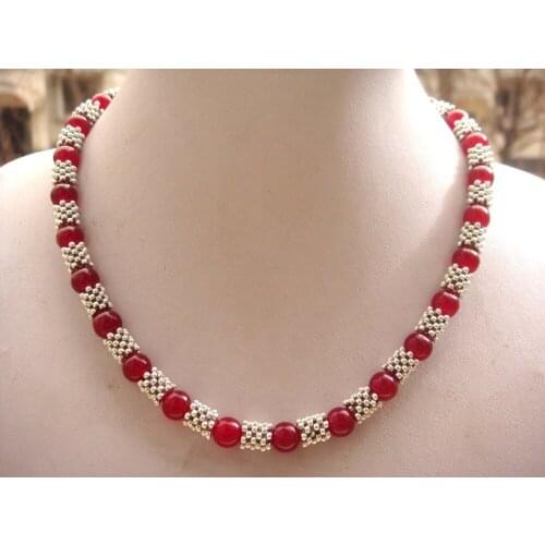 Fancy tibet 8/10mm red JADES necklace