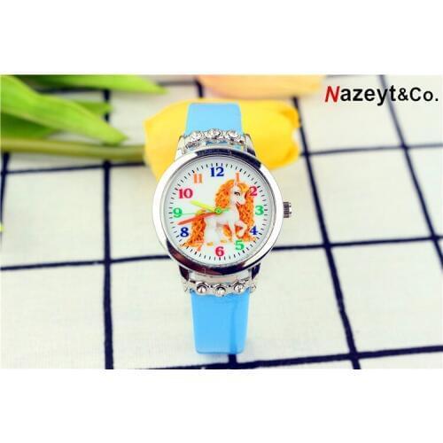 The new children cartoon unicorn belt diamond watch lovely belt quartz watch girl gift watch