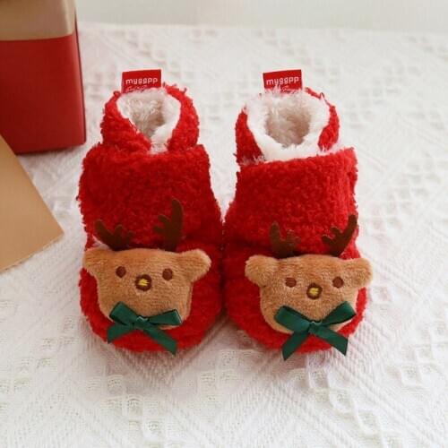 Christmas Newborn Baby First Walk Shoes Girl Boy Soft Anti-slip Shoes Xmas Deer Santa Claus Baby Shoes Toddler Shoes