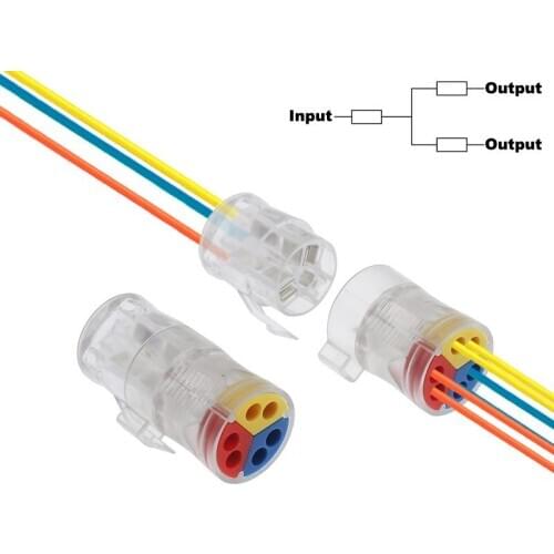 Single Hard Wire Detachable Fast Connector 1 To 2 Solar Conductor Terminal Block Cable Connector (Home,Car,Boat,etc)