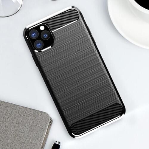 For iphone 11 Pro Max Soft TPU Cover Carbon Fiber Brushed Case For iphone X XS MAX XR SE 2020 8 7 6 s Plus shockproof phone case