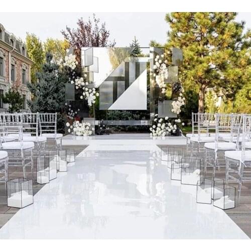 Luxury White Mirror Carpet Aisle Runner With Gold and Silver Double-sided For Roman Wedding Favors Party Decoration In Stock