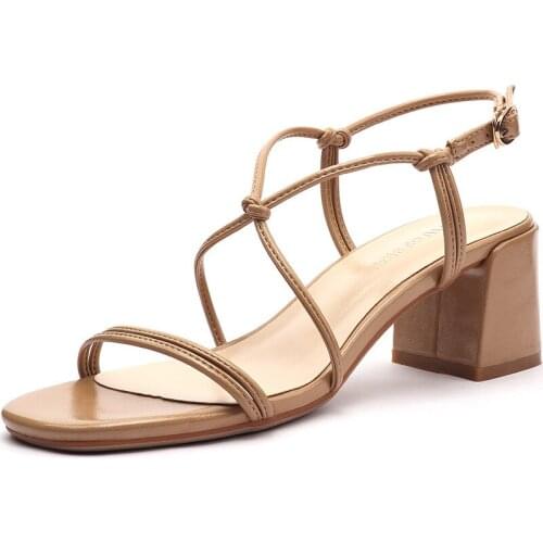 Women Sandals High Heels Summer Brand Woman Pumps Buckle Strap Square Toe PU 6CM Thick High Heels women shoes size 35-42 black