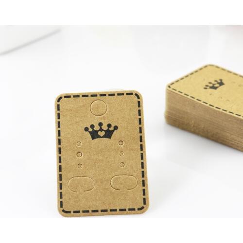 5000pcs Square Crown Printed Kraft Paper Ear Studs Jewelry Display Card Earring Kraft Paper Tag Ear Ring Paper Hang Price Tags