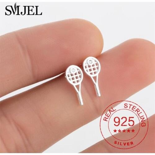 925 Sterling Silver Badminton Racket Earrings for Women Girls Sport Jewelry Creative Hook Stud Earring Club Gifts