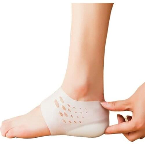 Unisex Invisible Height Increase Silicone Socks Gel Heel Pads Heel Cushion Soles Insole Foot Massage Orthopedic Arch Support
