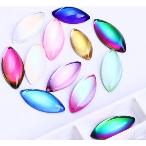 7x15mm Horse Eye Shape Nail Rhinestones K9 Glass Flatback Crystals Strass Glue On Nails Strass Cristal Colorful Mocha Stones