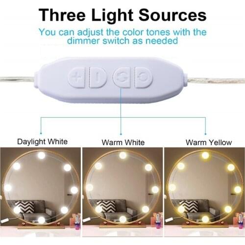 LED Makeup Mirrors Professional Vanity Lights Health Beauty Adjustable Countertop make up bulbs lamps Warm white Yellow colors
