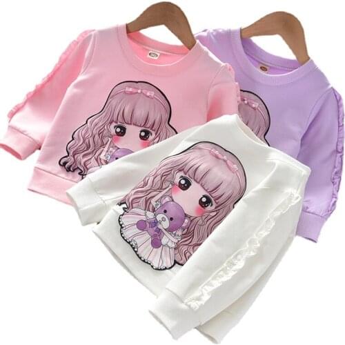 Baby Girls Sweatshirt for 2-8Years Toddler Kids Cotton Tops Clothes Spring Autumn Cartoon Casual Children Sweater Outwear