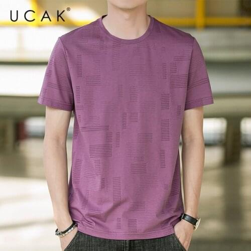 UCAK Brand Classic O-Neck Striped Short Sleeve T-Shirts Summer Fashion Style Streetwear Tops Casual Silk T Shirt Homme U5507