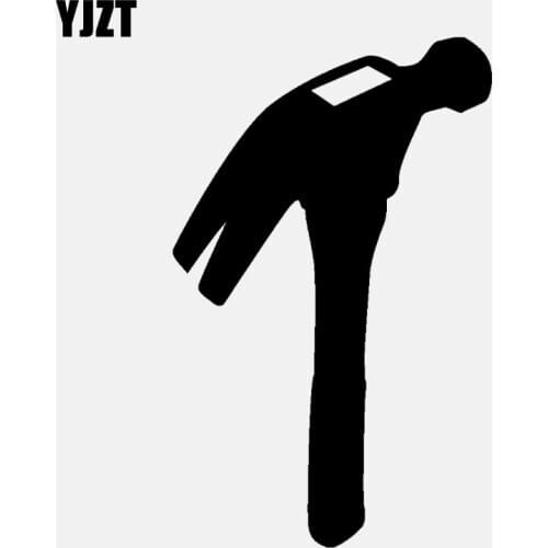 YJZT 8.8CM*14CM Cartoon Hammer Nail Hoe Vinyl Black/Silver Car Sticker C22-0418