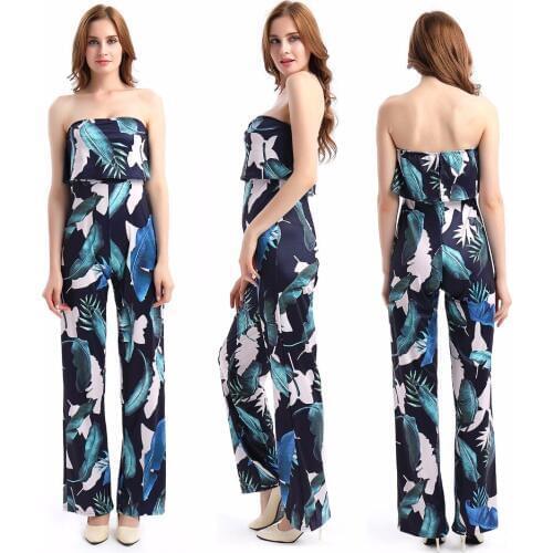 Sweet 2019 Summer Women Jumpsuit Print Floral Bodysuit beach tube Loose One-piece Plus size Clothing