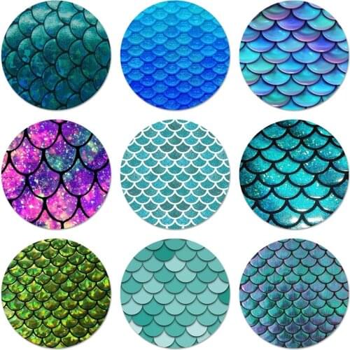 58mm Mermaid Fish Scale Pattern Icons Pins Badge Decoration Brooches Metal Badges For Clothes Backpack Decoration