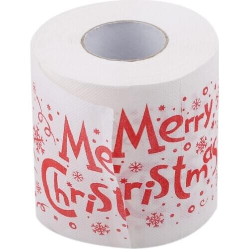 1 Roll Santa Claus Printed Merry Christmas Toilet Paper Tissue Table Room Decor Christmas Party Ornament DIY Craft Paper