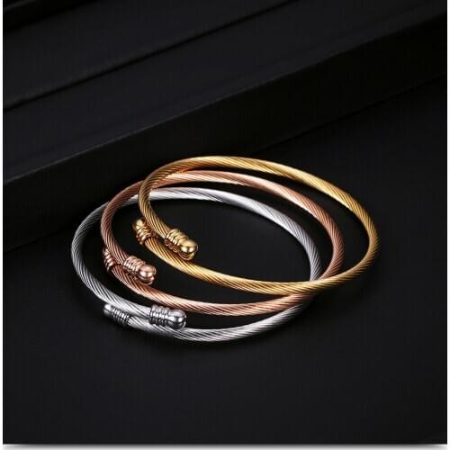 10pcs/Lot Stainless Steel Cable Bangle & Bracelet for Women Simple Accessories Fashion Jewelry 60mm