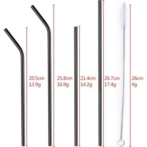 100pcs/lot Black Metal Straws Reusable Drink Straws+20Brush Bent Metal Filter Straw Drinkware for Yerba Mate Tea Bar Accessorie