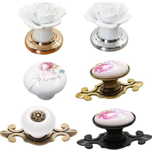 2 pcs Cupboard Kitchen Cabinet Handles and Knobs Furniture Hardware Ceramic Knob Door Cupboard Pull Handles Door Knobs Handle