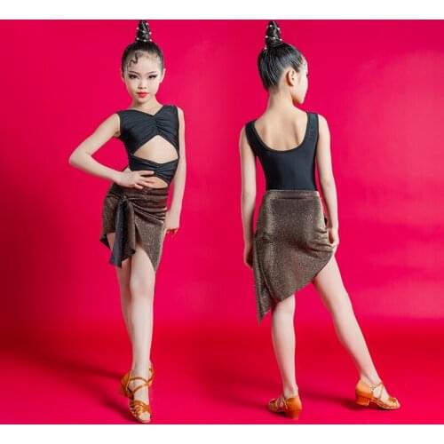 2021 Girls Latin Dance Costumes Kids Latin Tops Dance Skirts Suit Practice Clothes Chacha Samba Tango Latin Dance Clothes SL4932
