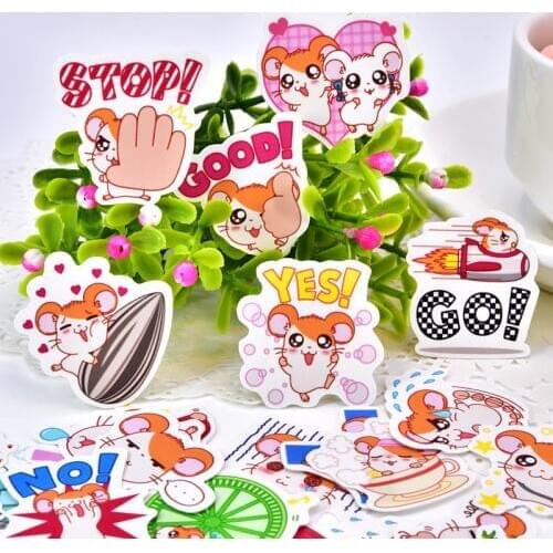 40pcs kawaii cute Self-made Hamster Stickers /Decorative Sticker /animal Hamtaro Scrapbooking DIY Craft Photo Albums/Waterproof