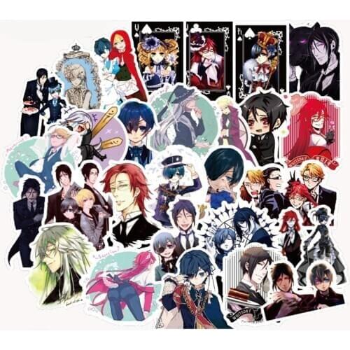 50Pcs Anime Black Butler Stickers For Kids Luggage Laptop Motorcycle Skateboard Bicycle Stationery Fridge Guitar