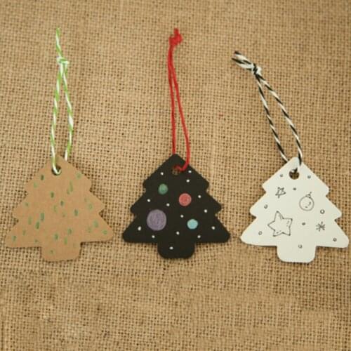 50x Christmas Tree Kraft Paper Wedding Party Gift Card Luggage Paper Hang Tags