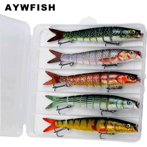 AYWFISH Lure Set 5PCS A LOT Multi Jointed Swimbait Plastic Tackle Box 140mm 21.5g Minnow Swimming Hard Baits For Bass Fishing