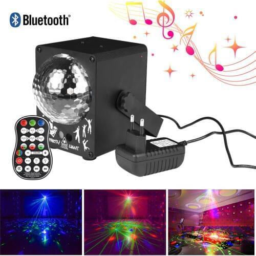 New Bluetooth Speaker Laser Light Magic Ball 60 Pattern ktv Bar Sound Control DJ Stage Christmas Day Projection Light