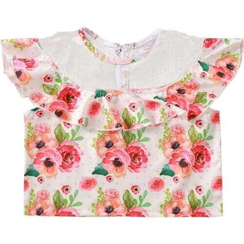 Toddler Kids Baby Girls Summer Sweet Ruffles Sleeveless T-shirts Casual Fresh Flower Mesh Yarn Round Neck Pullover Tops