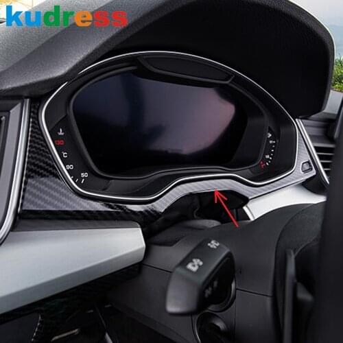 For Audi Q5 2018 2019 2020 Carbon Fiber Interior Center Instrument Panel Frame Cover Trim Strip Sticker Car Accessories 3pcs LHD