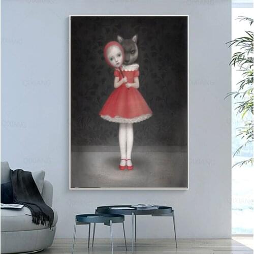 Home Decor Nicoletta Ceccoli Canvas Print Doll Poster Girl Painting Modern Fairy Tale World Wall Art Office Fish Modular Picture