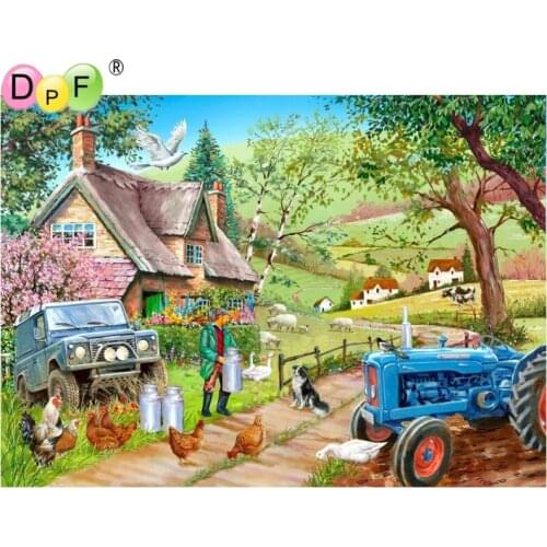 DPF 3D Diamond Embroidery Farm landscape Diamond Painting Cross Stitch Square diamond Mosaic kit Needlework home Decor picture