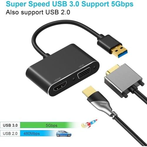 USB3.0 To HDMI VGA Adapter Cable Gbps Super Speed Durable Converter Support For Windows Laptop Computer Accessories