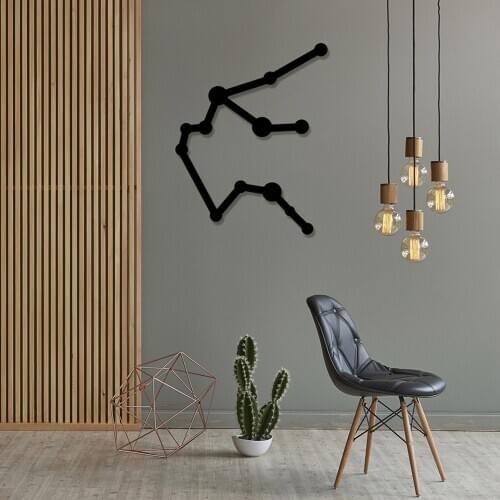Aquarius Zodiac Map Metal Black Wall Art Decorative Constellations large wall decor for Bedroom Living Room Office Home Decor