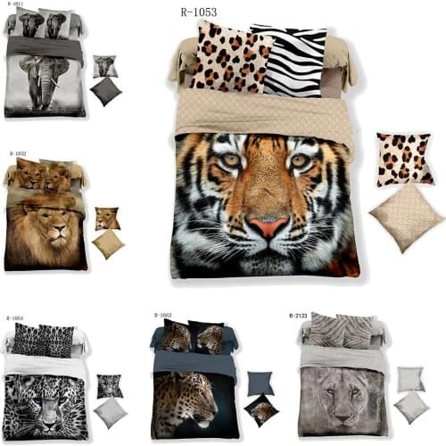 Classic Animal lion tiger leopard quilt cover and pillow cover 3-piece Beding Set 3D digital customizable