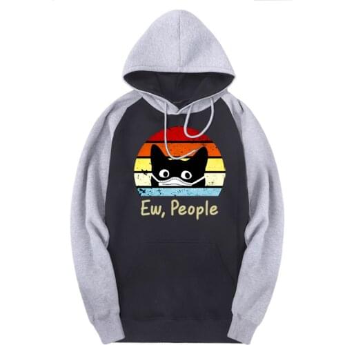 Cats People Sweatshirts Man Raglan Hooded 2020 New Arrival Tracksuits Autumn Winter Hoody Harajuku Black Punk Supoleron Hombre
