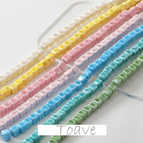 Square Cream Straight Hole diy Beaded Bracelet Necklace Ceramic Material Handmade Material Accessories