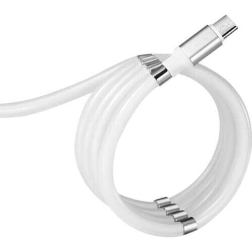 Rope Magnetic Cable for iphone X Android Type C Micro USB Magnetic Fast Charging Wire Automatically Retractable Data Cable