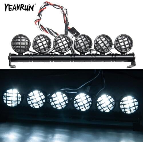 YEAHRUN Metal White Spotlight Roof Light Lamp 4/5/6 LED Bar for Traxxas TRX-4 TRX4 Axial SCX10 1/10 RC Crawler Car Accessories