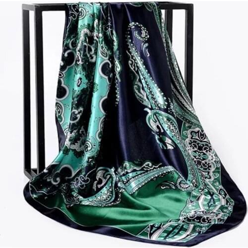 Fashion Scarves for Women Shawl Print Silk Satin Hijab Scarf Female Bandana 90*90cm Luxury Brand Square Shawls Scarfs For Ladies