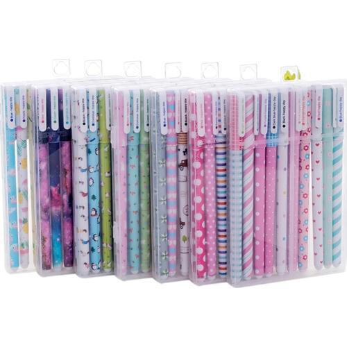 50 Writing Pens (10 with a Box) Student Colored Pen Set Gel Box Ten Colored for Boy Girl Korean Stationery School Gift Wholesale